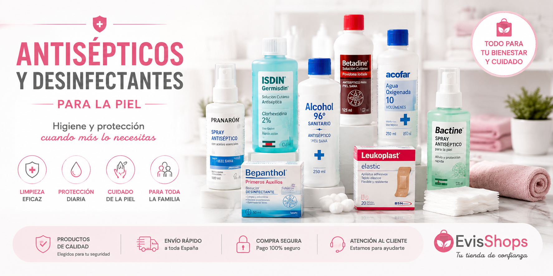 Antisépticos y Desinfectantes para la Piel. EvisShops