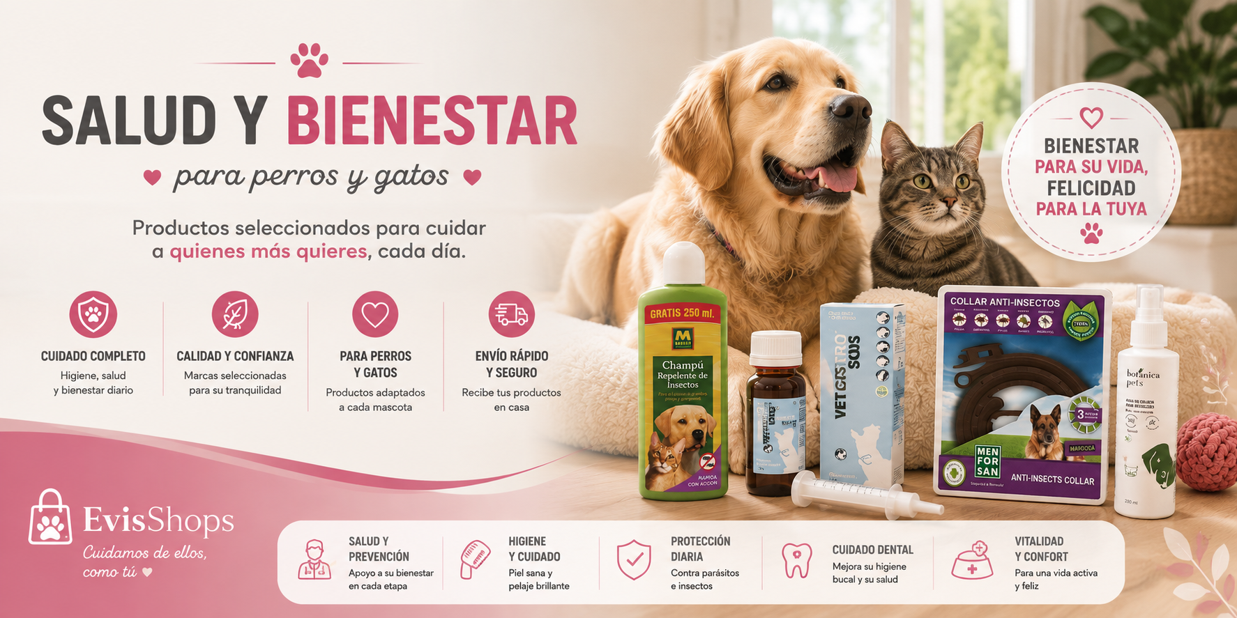 Salud y Bienestar para Perros y Gatos. EvisShops