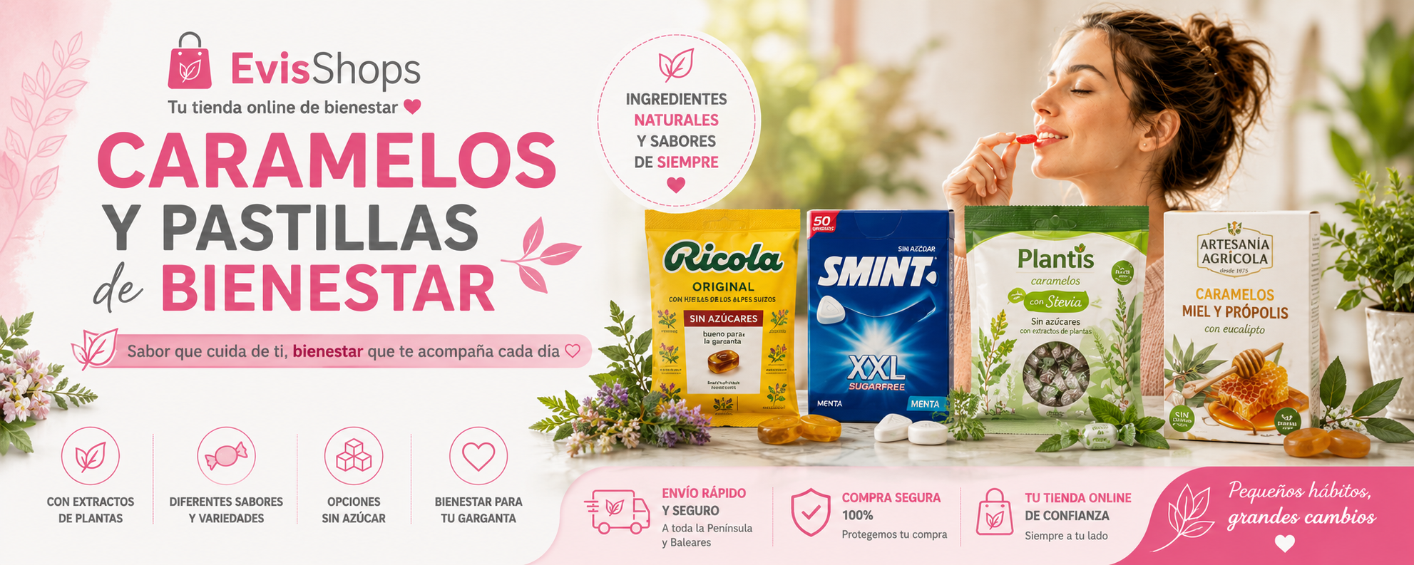Caramelos y Pastillas de Bienestar. Banner