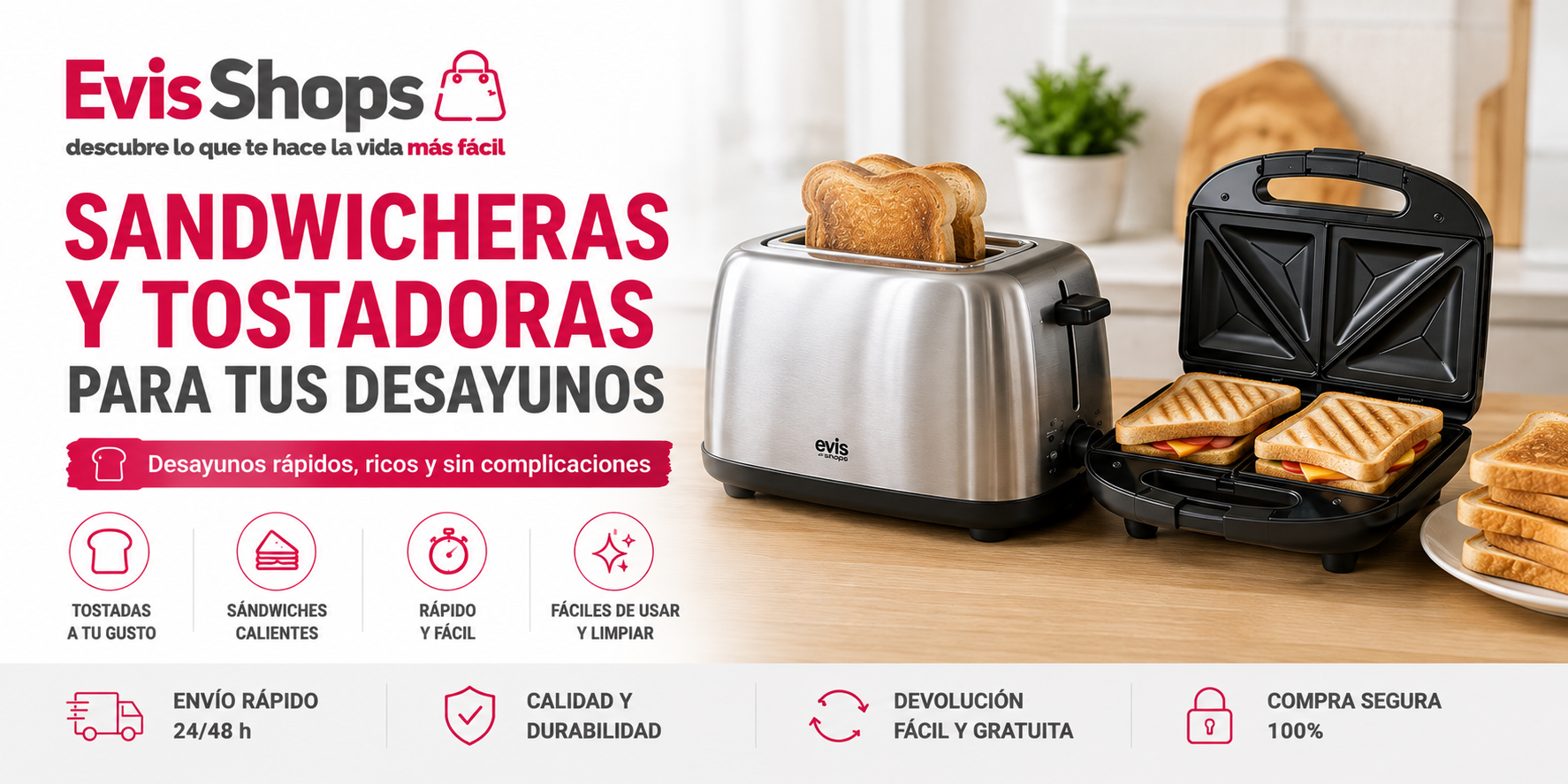 Sandwicheras y Tostadoras para tus Desayunos. EvisShops