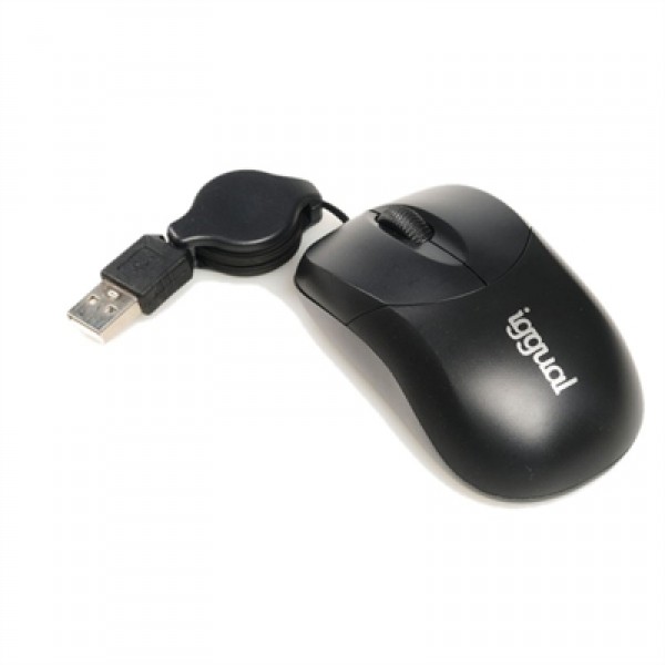 Iggual ratón retráctil com-basic-800dpi negro
